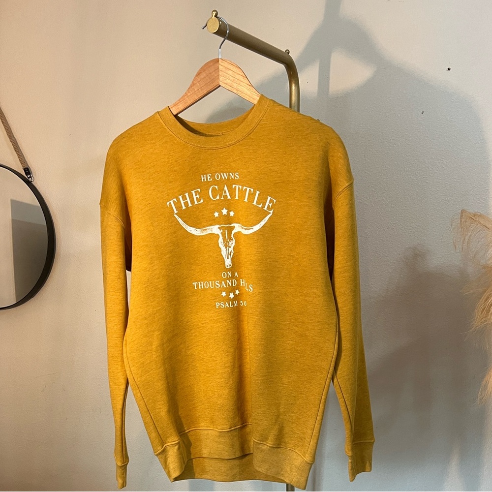 Mustard Yellow Graphic Crewneck Sweater